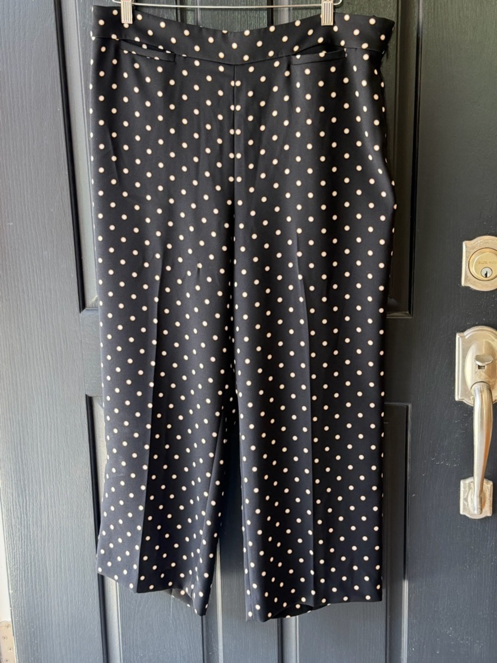 Talbots Black Wide-Leg Pants with Cream Polka Dots